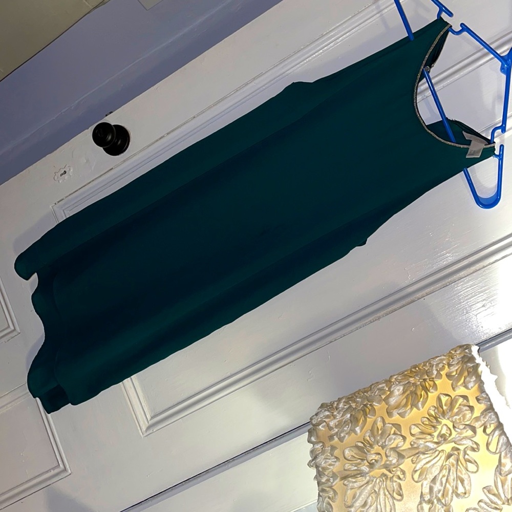 Asymmetrical jade green dress
